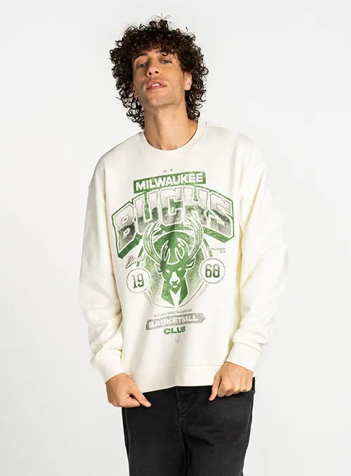 The Wild Collective Vintage-Style Milwaukee Bucks Crewneck Sweatshirt 1