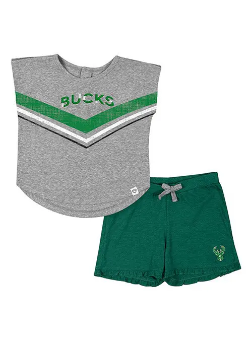 Toddler Girls Snowball Milwaukee Bucks Matching Short Set 1