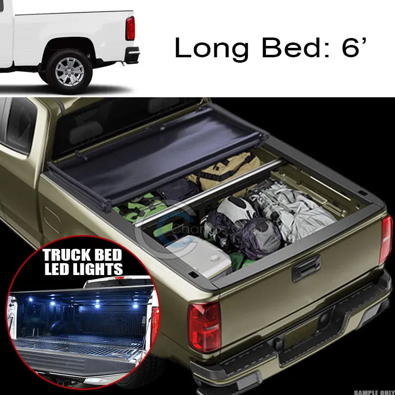 Tri-Fold Soft Tonneau Cover With 16 Led Lights For 2015–2017 Chevrolet Colorado & Gmc Canyon 6-Foot Beds 1