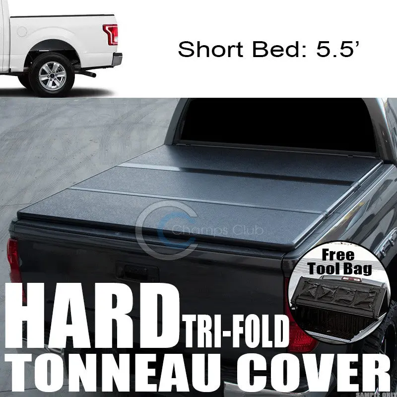 Tri-Fold Solid Tonneau Cover Featuring Tool Storage – For 2015–2017 Ford F-150 Supercrew And Crew Cab, 5.5' Bed 1