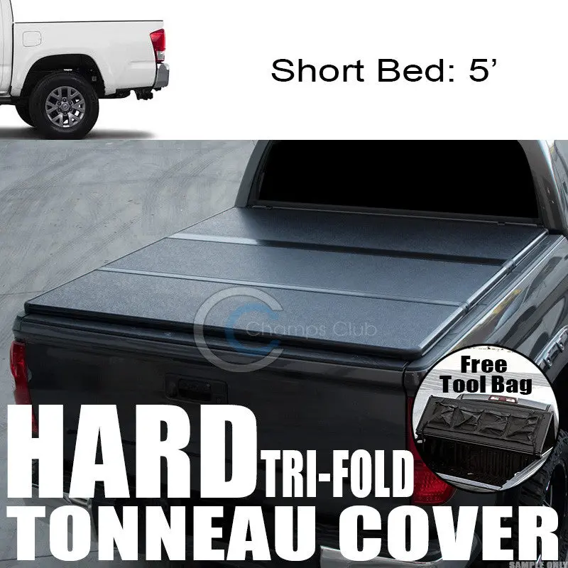 Tri-Fold Solid Tonneau Cover With Tool Bag – Designed For 2016–2017 Toyota Tacoma Access And Double Cab, 5' (60") Bed 1