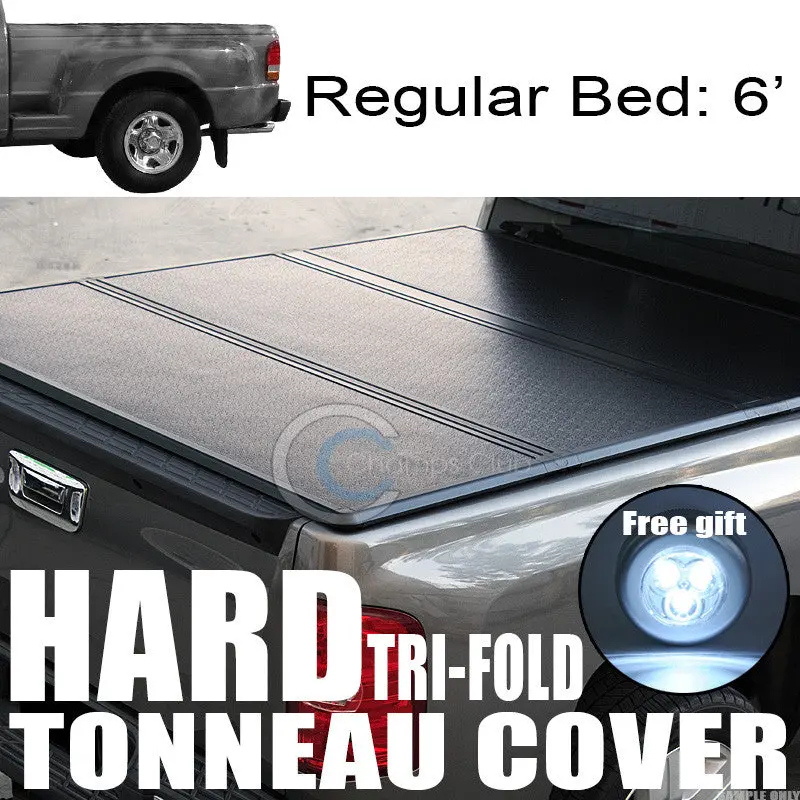 Tri-Fold Solid Tonneau Cover With Trunk-Lid Access For 1993–2008 Ford Ranger Flareside & Splash Models (6-Foot Bed) 1