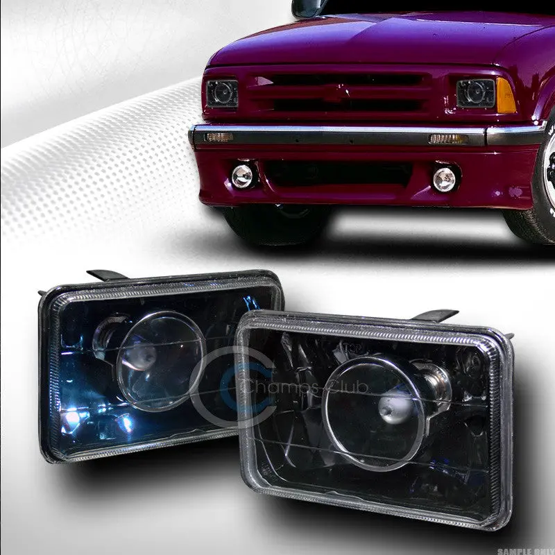 Universal 4X6 Inch Diamond-Cut Black Sealed Beam Projector Headlight For H4 1
