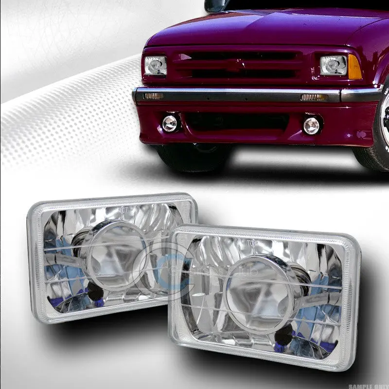 Universal 4X6 Inch Diamond-Cut Chrome Sealed Beam Projector Headlight For H4 1