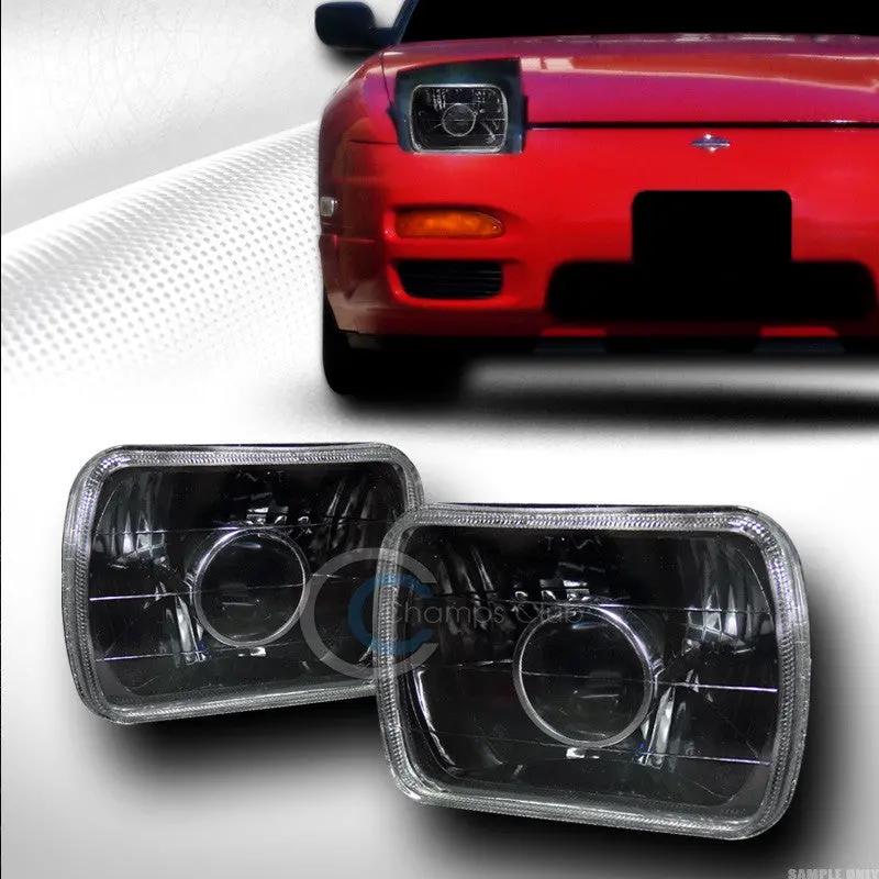 Universal 7X6 Inch Diamond-Cut Black Sealed Beam Projector Headlight For H4 1