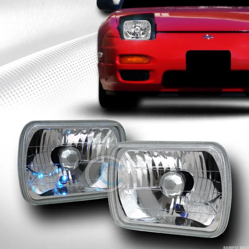 Universal 7X6 Inch Diamond-Cut Chrome Halogen Sealed Beam Headlight For H4 1