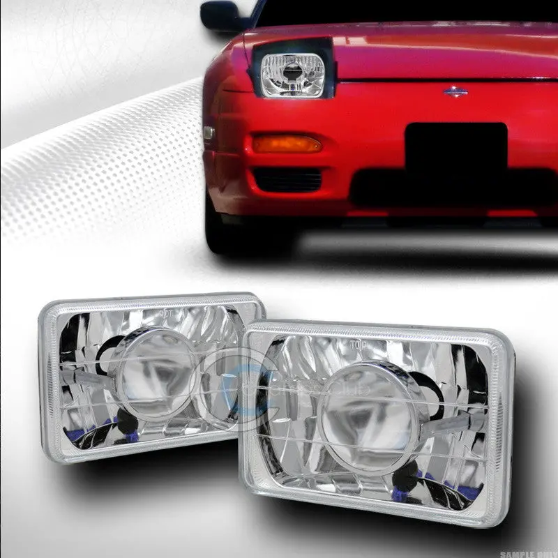 Universal 7X6 Inch Diamond-Cut Chrome Sealed Beam Projector Headlight For H4 1