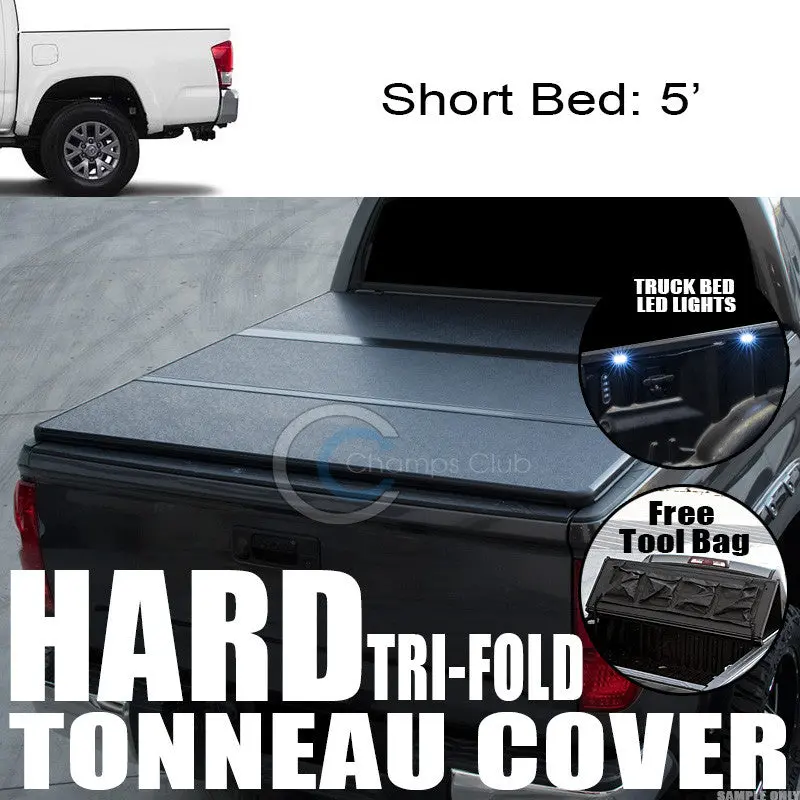 Weather-Resistant Tri-Fold Tonneau Cover With 16 Led Lights — 2016–2017 Toyota Tacoma Access/Double Cab (60") 1