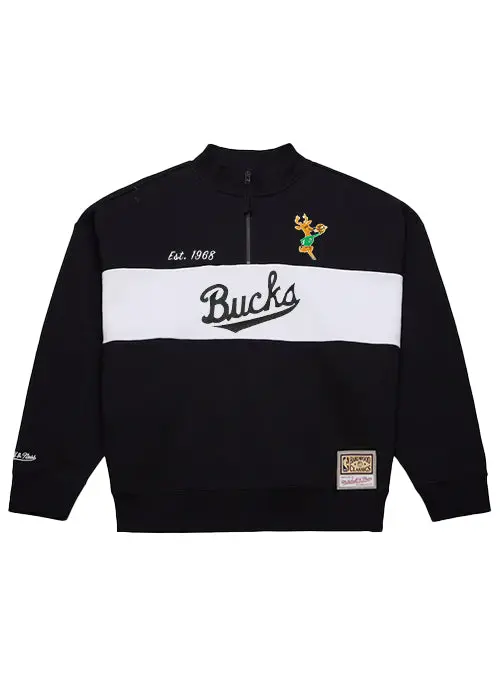 Women’S Mitchell & Ness ‘68 Class Milwaukee Bucks 1/4-Zip Heritage Sweatshirt 1