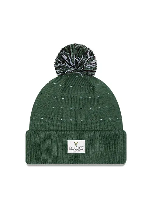 Women’S New Era Pom Label Milwaukee Bucks Knit Beanie – Soft, Adjustable Winter Hat 1