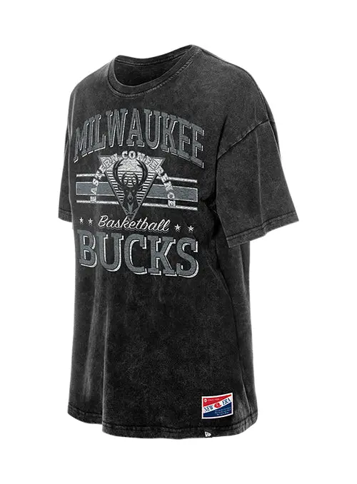 Women’S New Era Throwback Stripes Milwaukee Bucks T-Shirt – Vintage Graphic Top 1