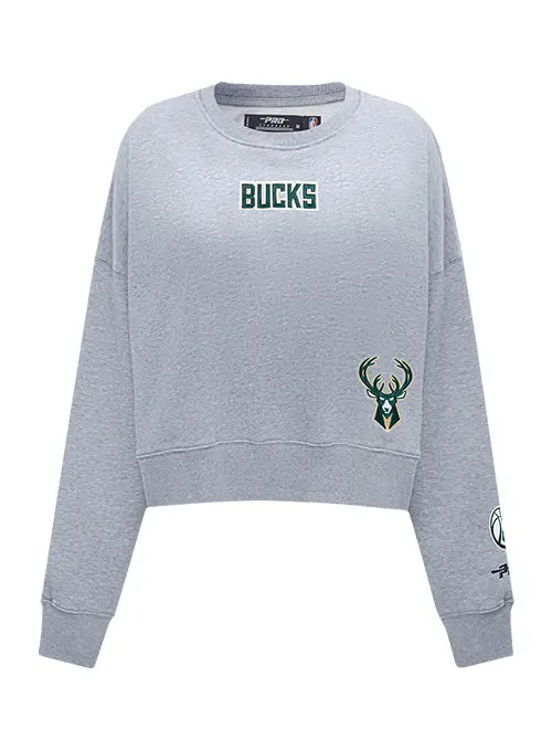 Women'S Pro Standard Wingspan Milwaukee Bucks Fleece Crewneck 1