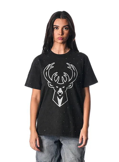 Women'S The Wild Collective Milwaukee Bucks Crystal Accent T-Shirt 1