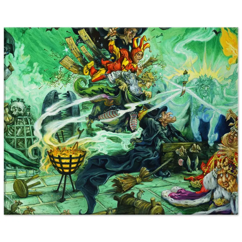 Wyrd Sisters Canvas Art Print – Vibrant Literary Wall Art