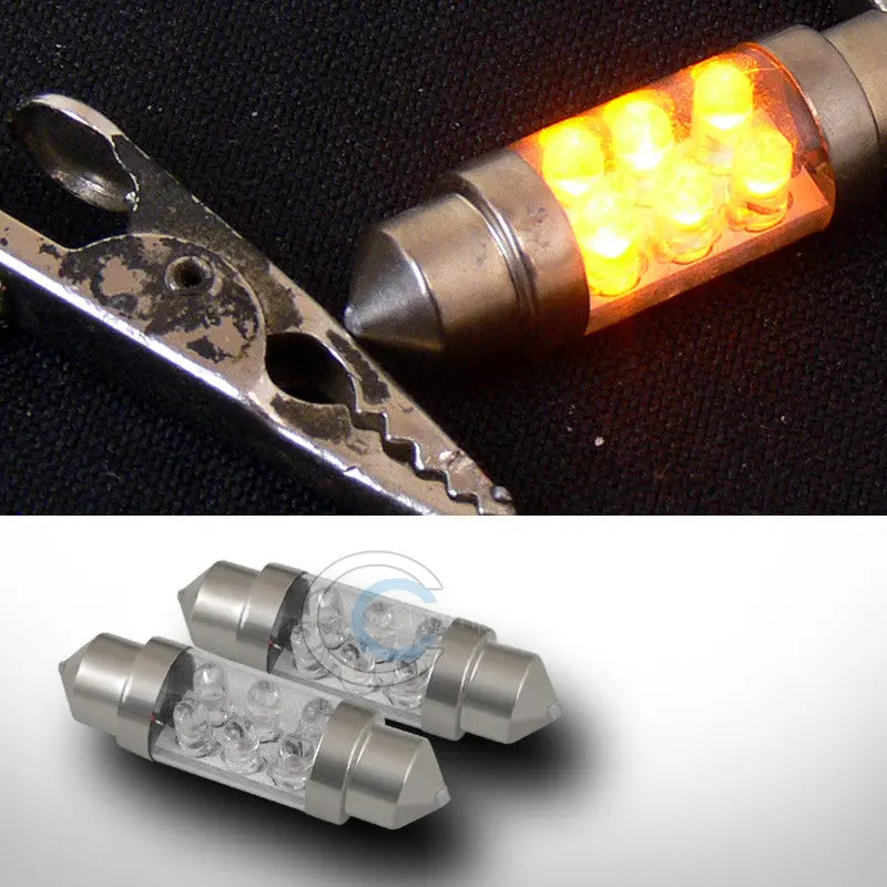 Yellow 36Mm Festoon Led Bulbs (2-Pack) – 6-Smd, 3423/3425 Base For Small-Space Interior Lighting 1