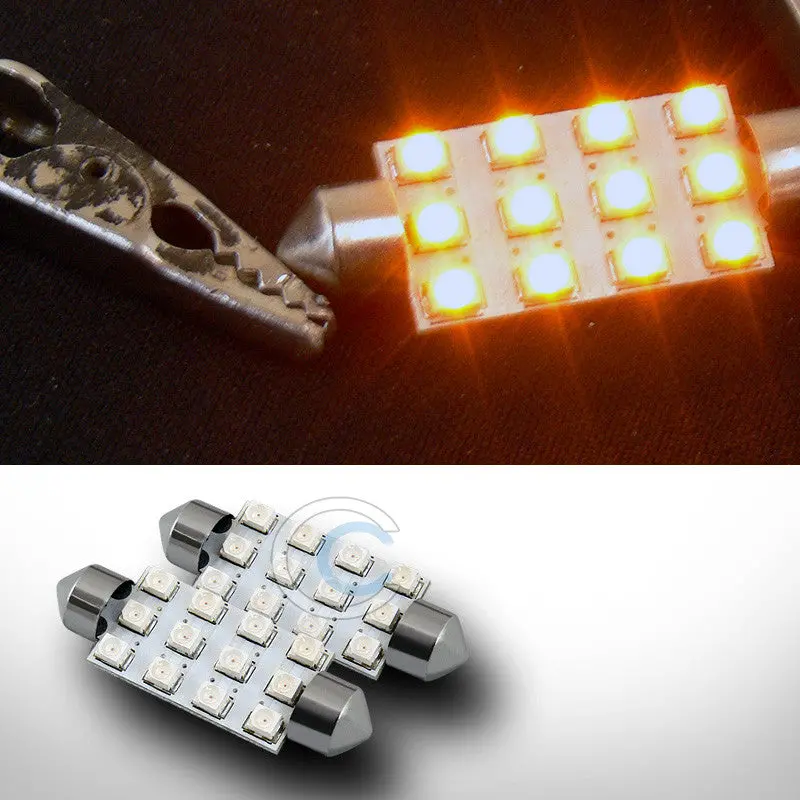 Yellow 41Mm Festoon Led Bulbs (2-Pack) – 12-Smd, 211 Base For Dome, Glove Box & Map Lights 1