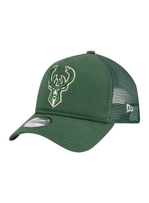 Youth New Era 9Forty Milwaukee Bucks Trucker Hat 1