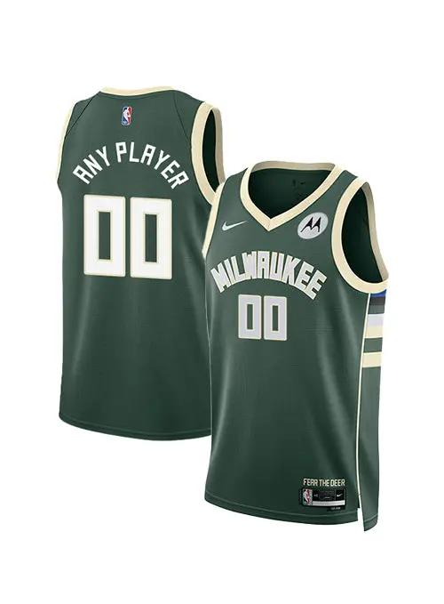 Youth Nike 2022 Icon Edition Customizable Milwaukee Bucks Swingman Jersey 1