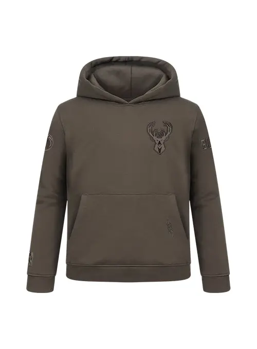 Youth-Sized Milwaukee Bucks Hooded Sweatshirt – Neutral Brown Pro Standard 1