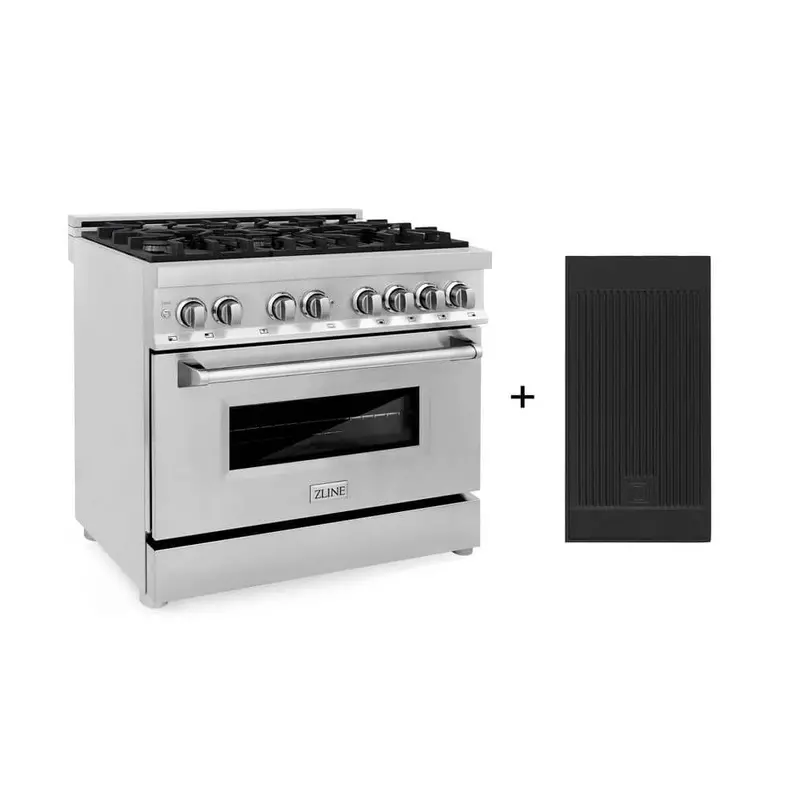 Zline 36-Inch 6-Burner Dual Fuel Range With Built-In Griddle – Stainless Steel 1