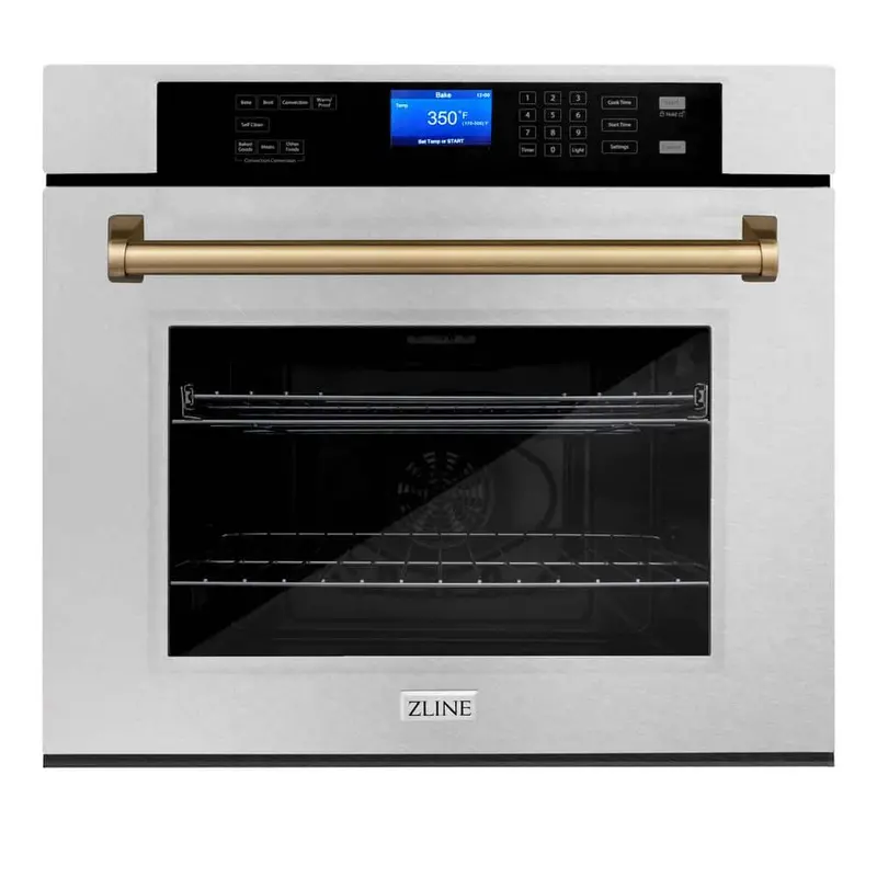 Zline Autograph Edition 30-Inch Wall Oven With Champagne Bronze Trim – Fingerprint-Resistant Stainless Steel 1