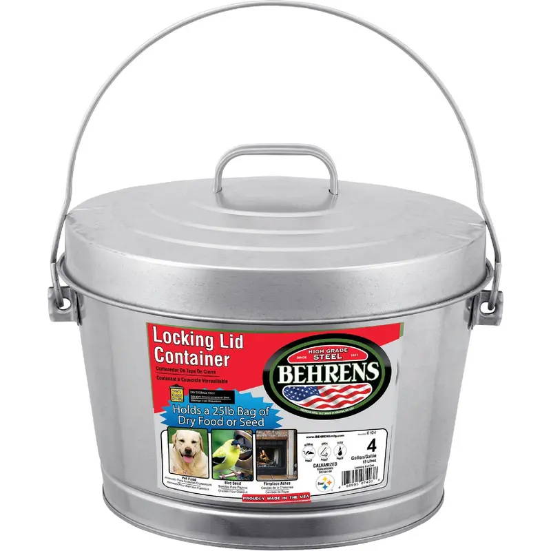 Behrens 4-Gallon Galvanized Steel Pail With Secure Lid 1