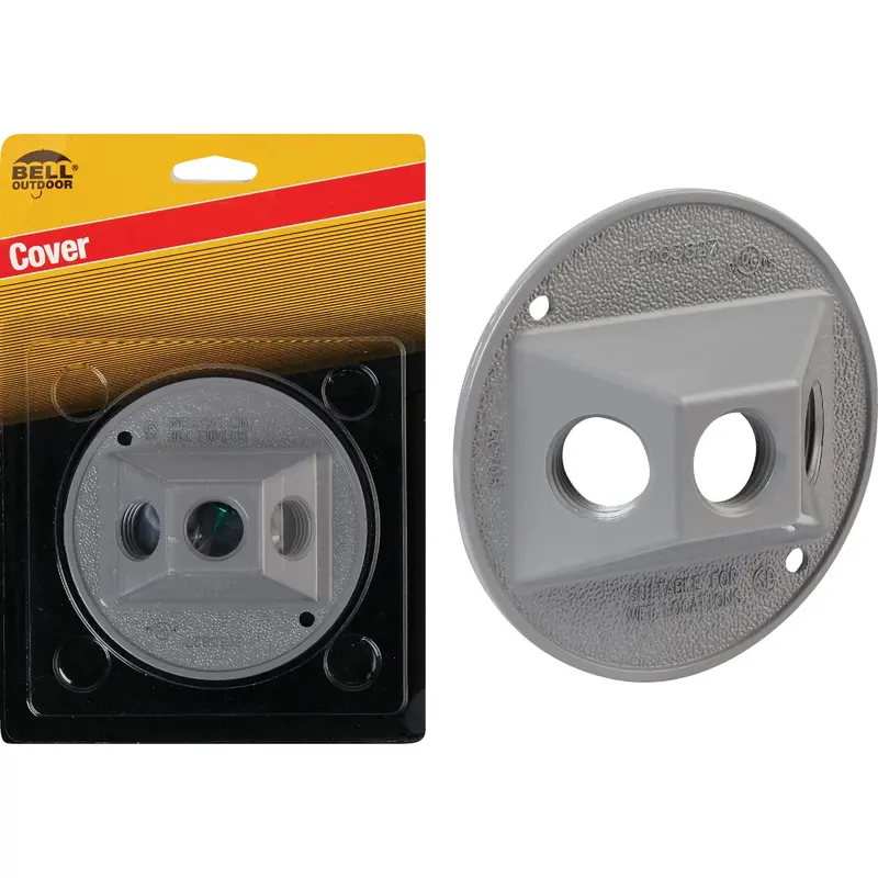 Bell Zinc-Gray Weatherproof Outdoor Cluster Cover For 3-Outlet Round Box 1