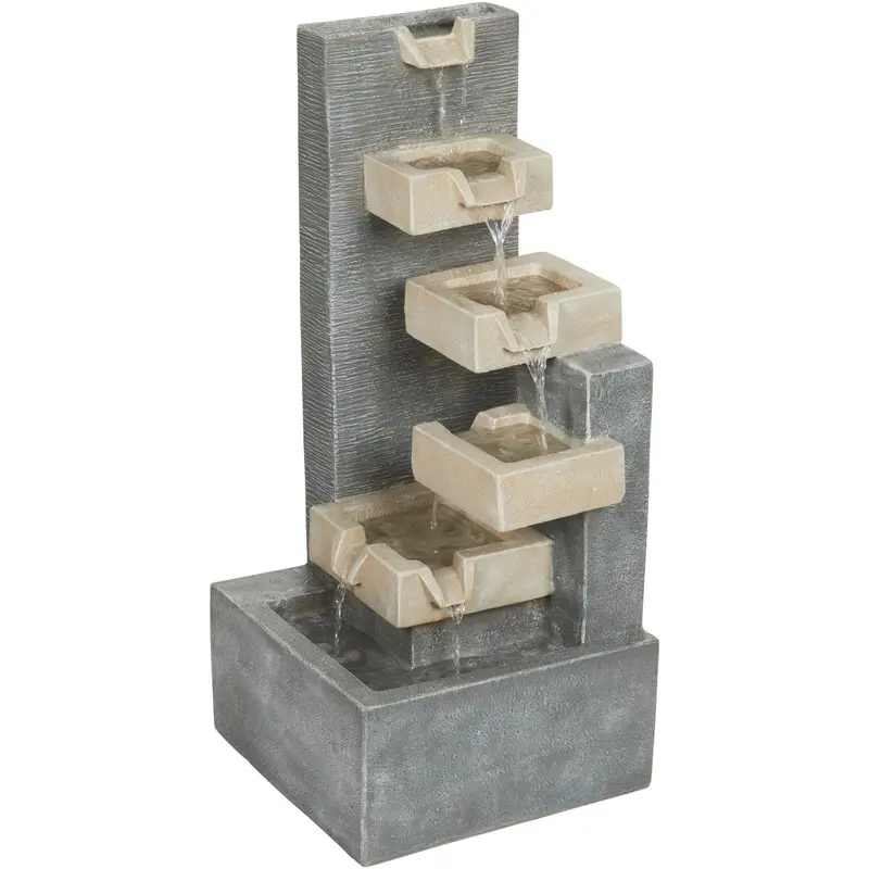 Best Garden Resin Tiered Fountain – 35 In W X 78 In H X 35 In L Brick-Style Outdoor Feature 1