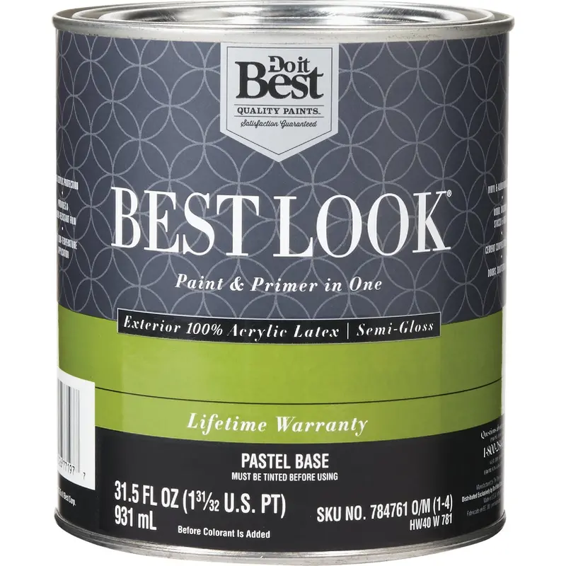 Best Look Exterior Acrylic Latex Paint & Primer Blend – Semi-Gloss Pastel Base (1 Quart) 1