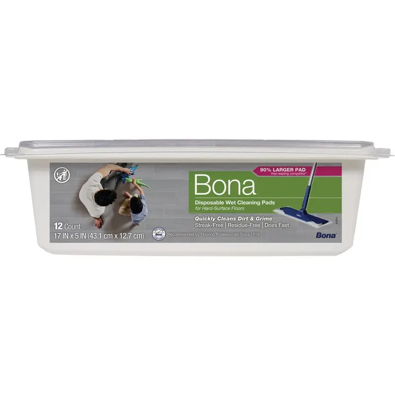 Bona Express Disposable Floor Cleaning Pads – 5" X 17", Wet Hard-Surface Use (12-Pack) 1