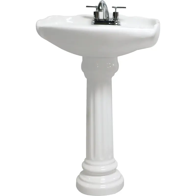 Cato Oxford Ceramic Pedestal Sink – White With 4-Inch Faucet Hole Centers 1