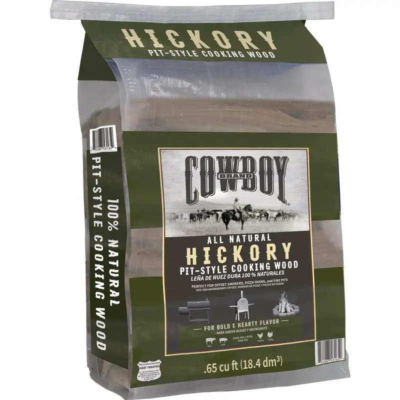 Cowboy Hickory Cooking Wood – 0.65 Cu. Ft. Pit-Style Smoking Fuel For Grills & Smokers 1