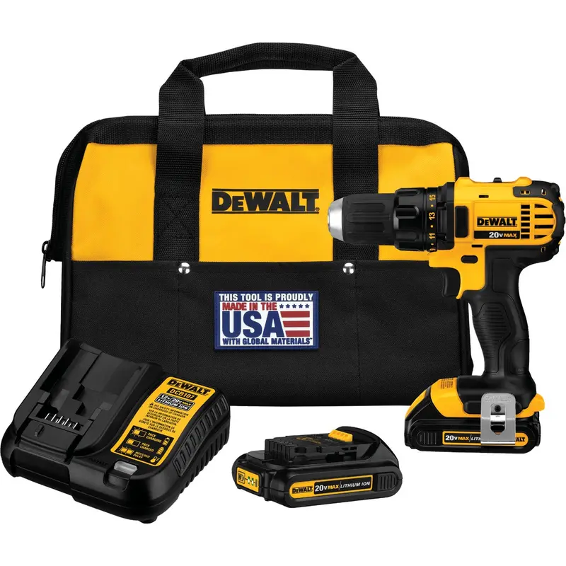Dewalt 20V Max Compact Cordless Drill – 1/2 In. Chuck, Lithium-Ion Kit 1
