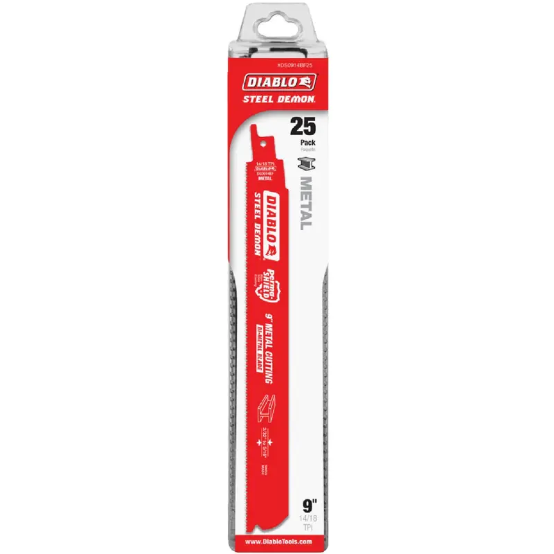 Diablo Steel Demon 9-Inch Reciprocating Saw Blade — 14/18 Tpi For Medium Metal (25-Count) 1