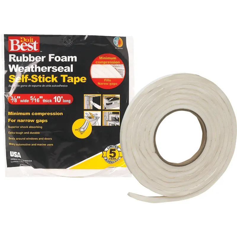 Do It Best White Foam Weatherstrip Tape – 3/8-Inch Wide × 5/16-Inch Thick × 10-Foot Roll 1