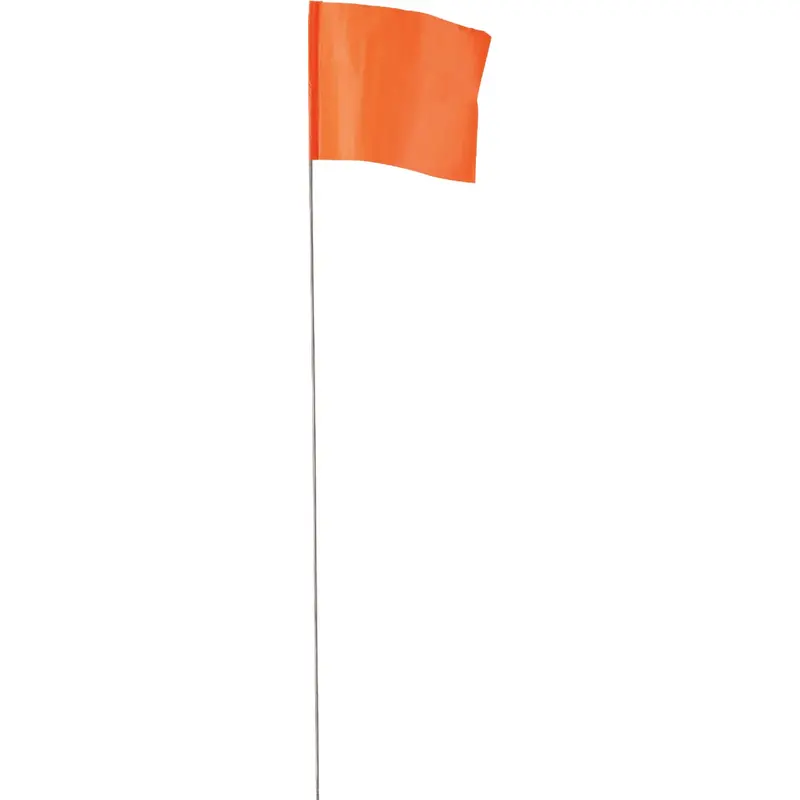 Empire Orange Steel Staff Marking Flags – 21" Tall For Surveying And Layout 1