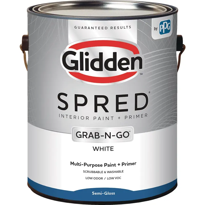 Glidden Spred Interior Paint & Primer – Semi-Gloss White, 1-Gallon Grab-N-Go Can 1