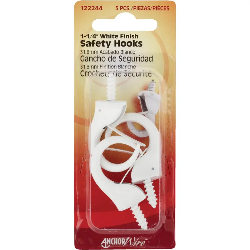 Hillman White Safety Hook – 1-1/4-Inch Anchor Wire Design 1