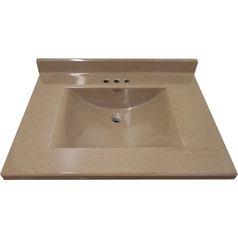 Imperial Marble Cocoa Satin Vanity Top In Stone Cast Polymer – 31-Inch W X 22-Inch D With Wave Bowl 1