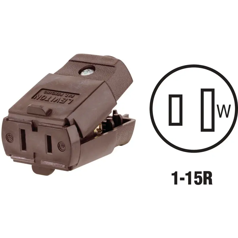 Leviton Hinged Cord Connector – 15A, 125V, 2-Wire/2-Pole, Brown Housing 1