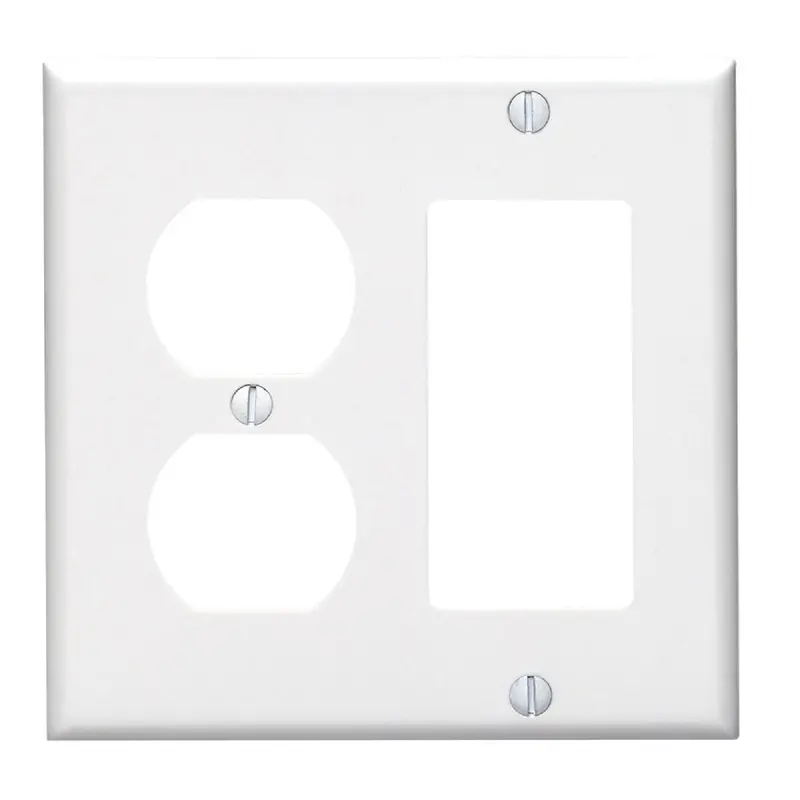 Leviton White 2-Gang Rocker/Duplex Outlet Wall Plate, Smooth Finish 1