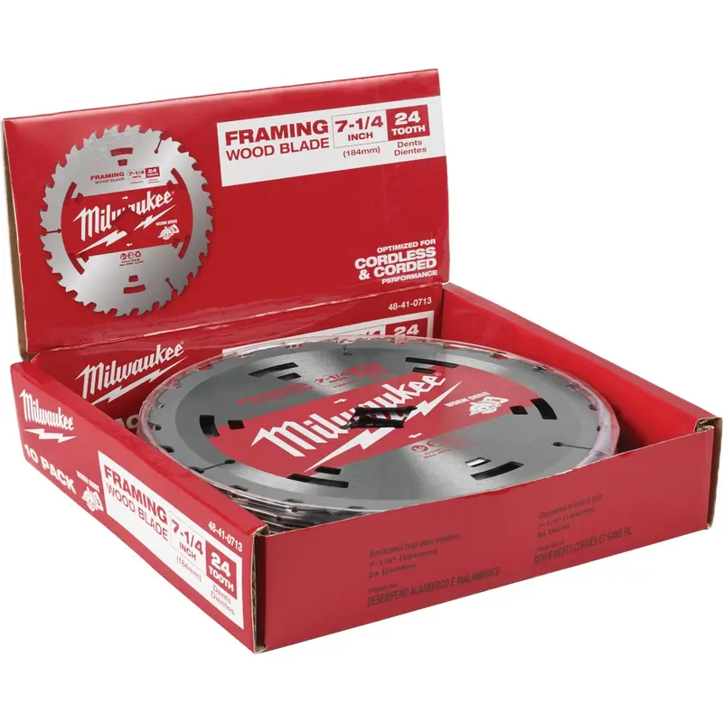 Milwaukee 7-1/4" Framing Circular Saw Blade – 24-Tooth Worm Drive, Bulk Packaging 1