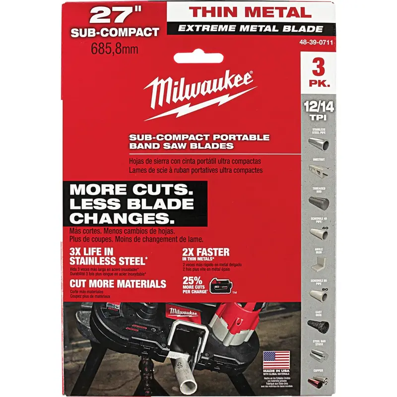 Milwaukee Extreme Metal Band Saw Blade – 27-Inch, 12/14 Tpi, 3-Blade Pack 1