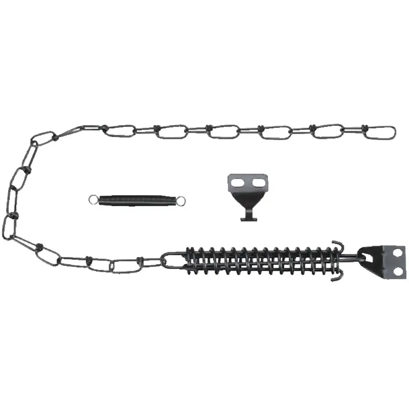 National Black Spring-Loaded Door Stop With Chain Mount 1