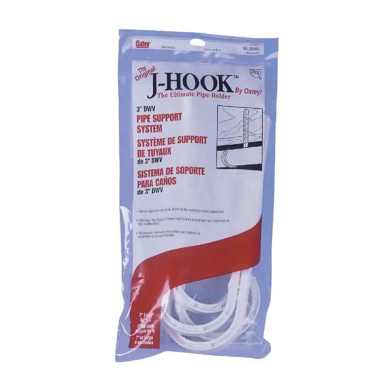 Oatey Abs J-Hook Pipe Support – 3" × 7-1/2", 4-Pack 1