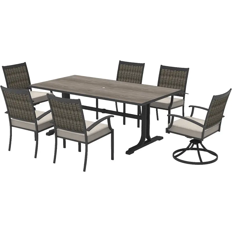 Outdoor Expressions Keeneland 7-Piece All-Weather Wicker Dining Set 1