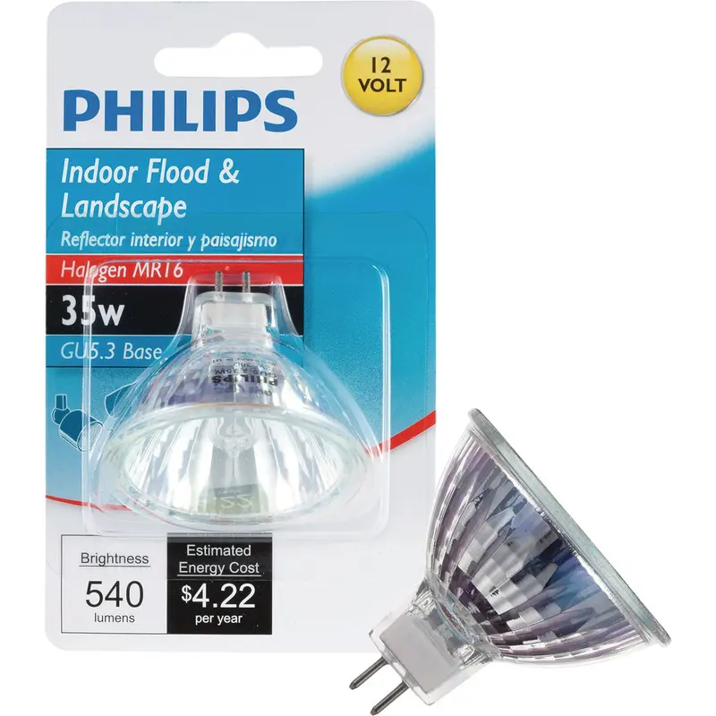 Philips Mr16 Halogen Floodlight Bulb – 45W Equivalent, Gu5.3 Base, Clear 1