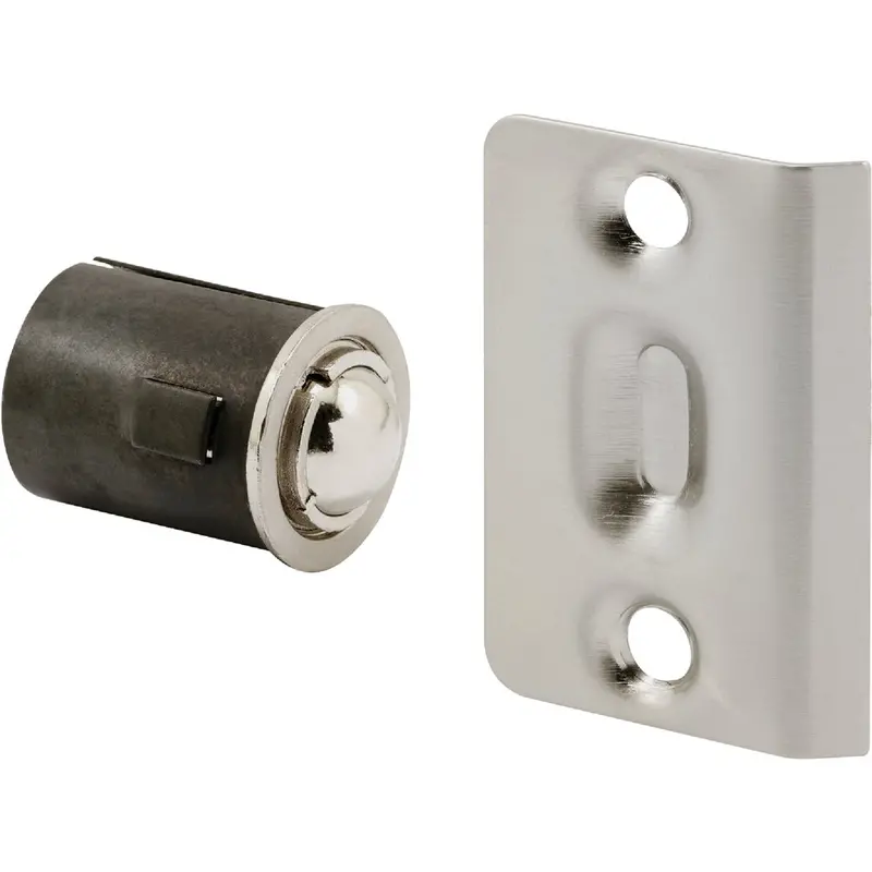 Prime-Line Satin Nickel Drive-In Ball Bullet Catch & Strike – 3/4-Inch X 1-3/16-Inch 1