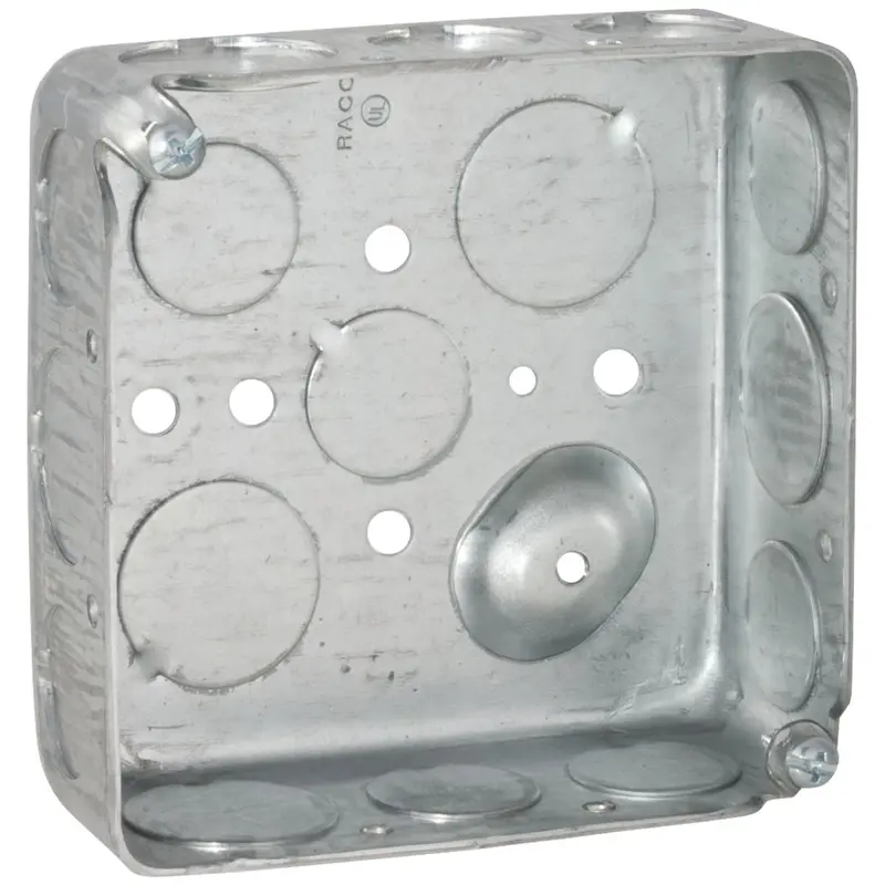 Raco Screw-On Square Electrical Box – 4 In. X 4 In. Drawn Steel Junction Enclosure 1