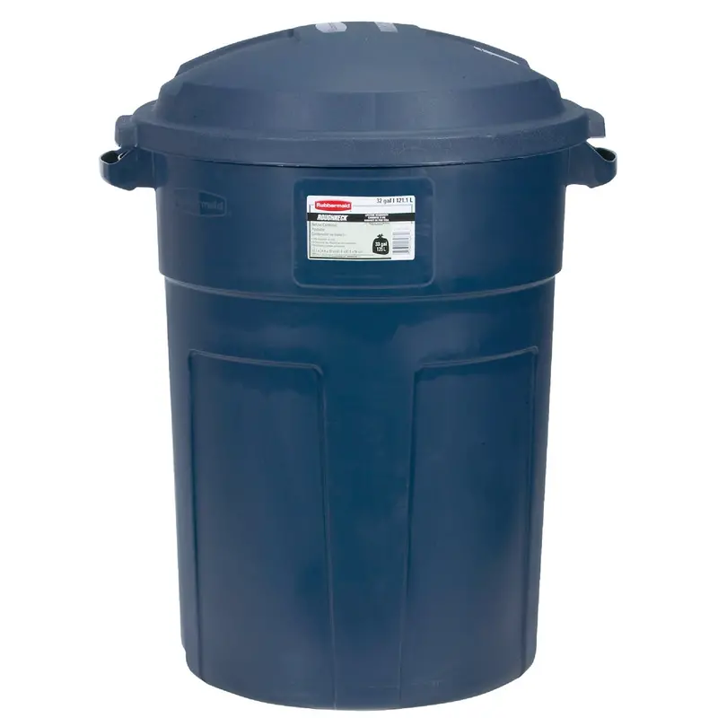 Rubbermaid Roughneck Trash Can – 32 Gallon Blue With Secure Lid 1